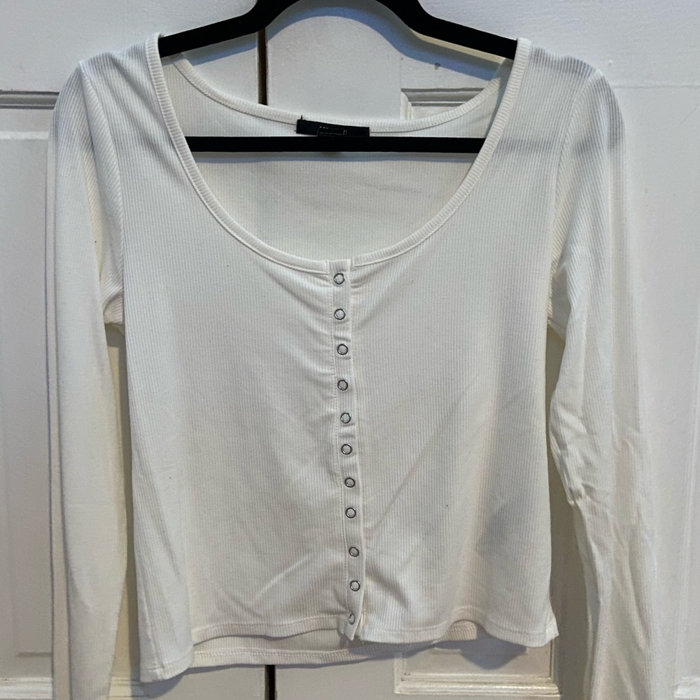 White Forever 21 Long Sleeved Shirt